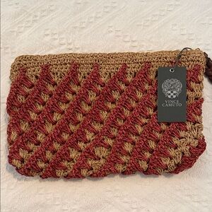 Vince Camuto Red and Tan Crochet Bag